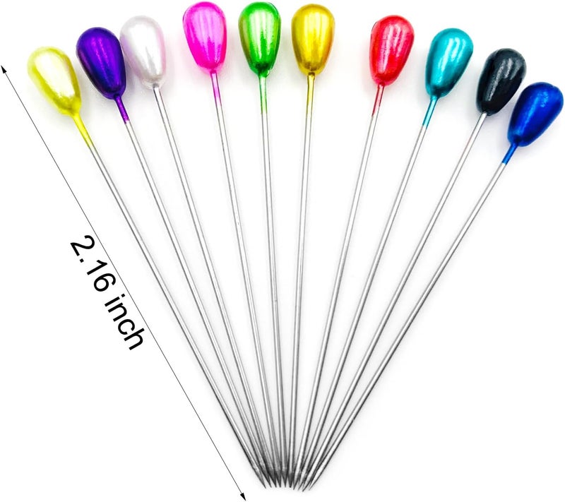 Qgond 200PCS Colorful Straight Sewing Pins with Pearl Heads – 2.2" Stainless Steel Quilting & Fabric Pins in Storage Box – Ideal for Dressmaking, DIY Crafts, and Wedding Décor - Image 2